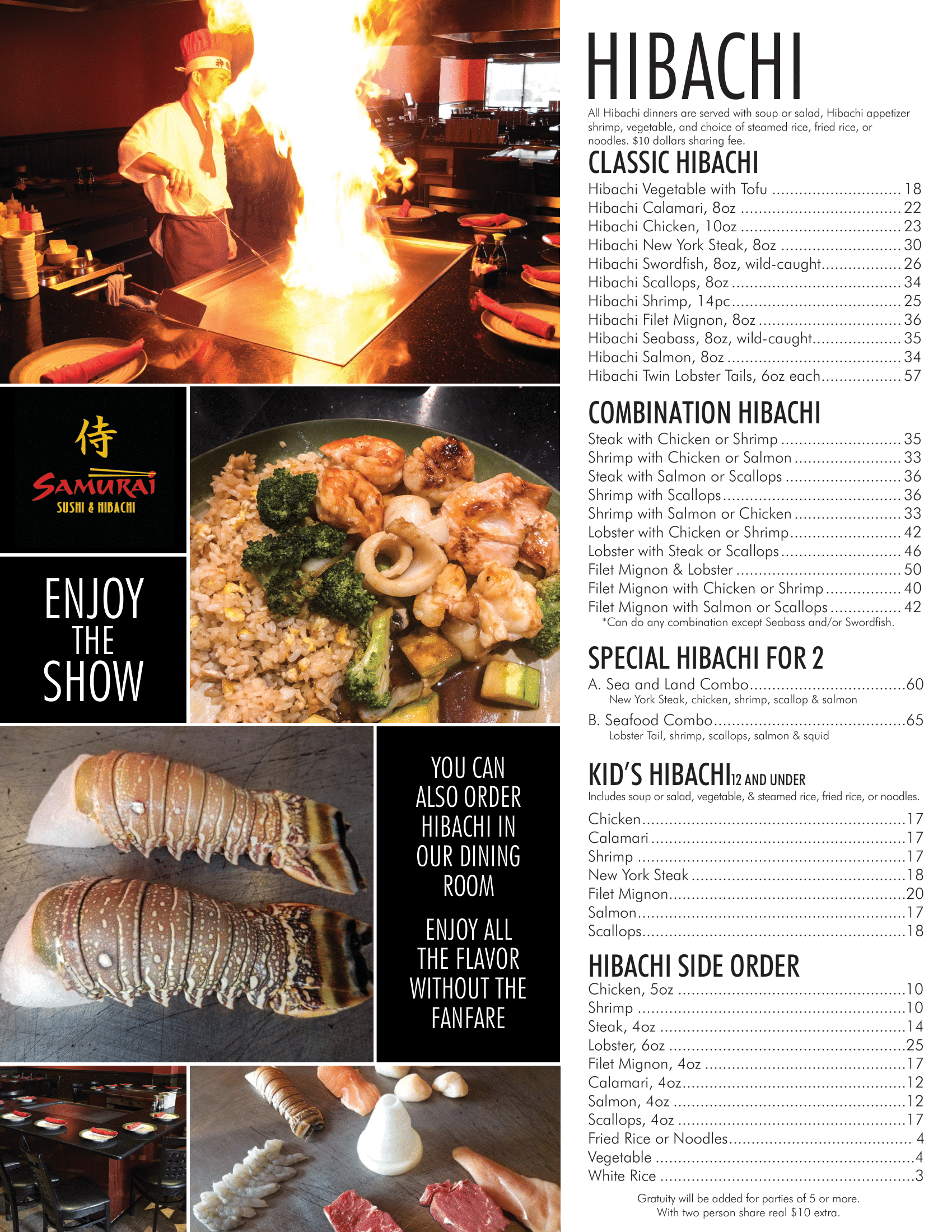 Samurai Sushi and Hibachi menu — page 6